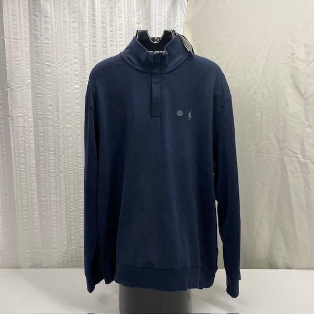Polo Ralph Lauren Mens XXL Navy Quarter Zip Pullover Suede Trim NWT(375-5)